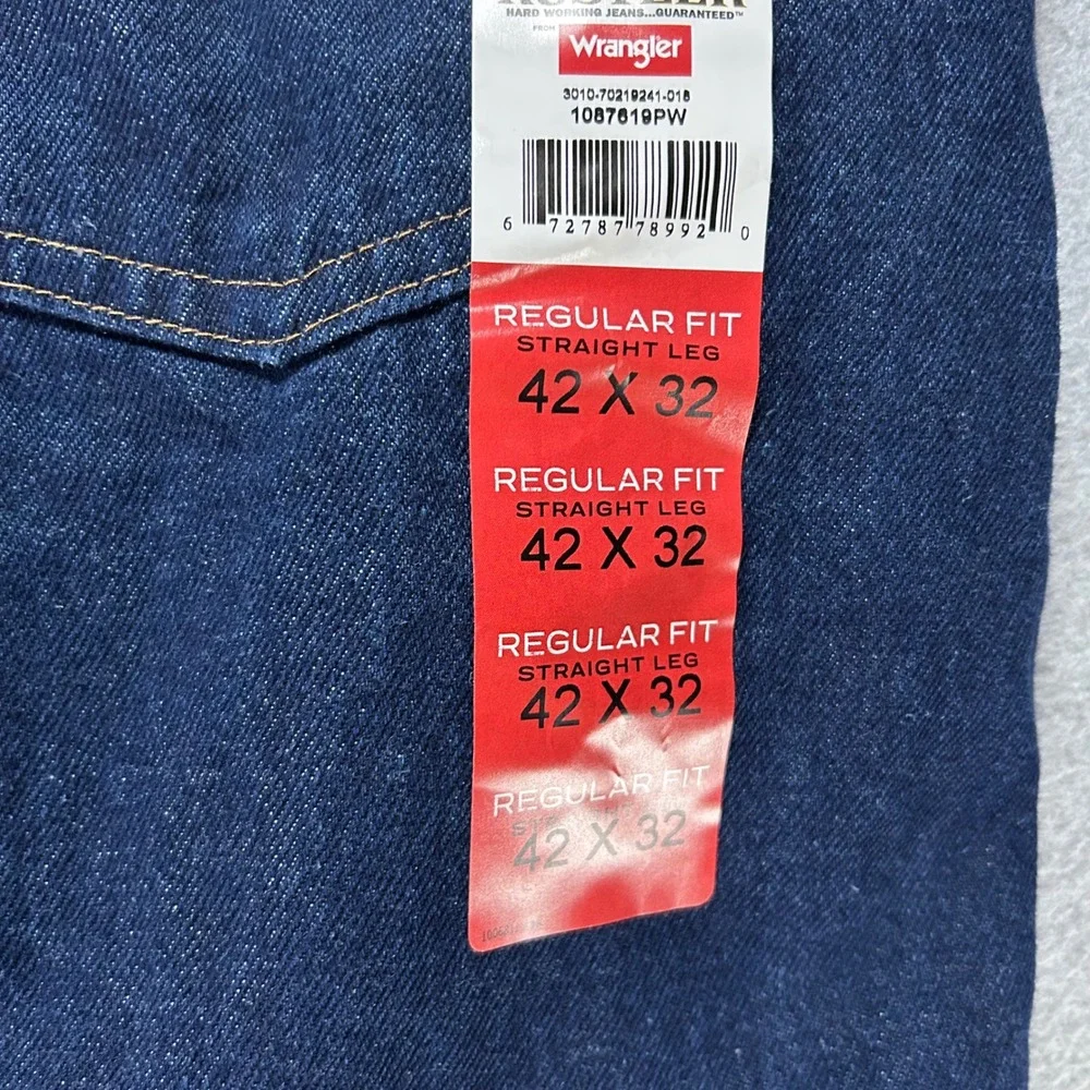 Wrangler Rustler Jeans Regular Fit Mens 42x32 Blue Heavyweight‎ Denim Workwear